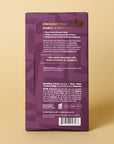 Tanzania 85% Dark Chocolate bar, back of package with ingredients and nutrition facts